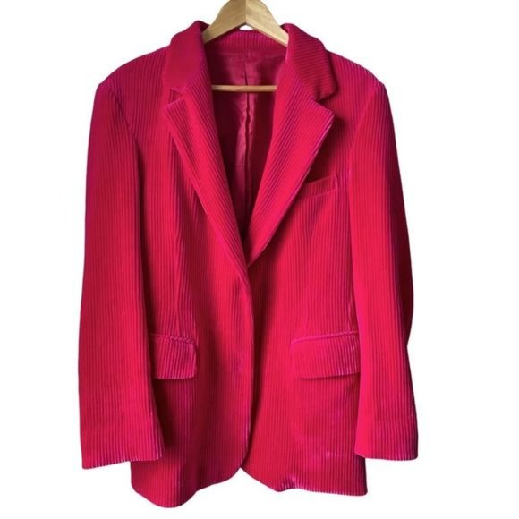 Loeil?Pink Velvet Corduroy Oversized Boyfriend Blazer